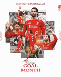 官方：索博斯洛伊战阿森纳任意球当选英超8月最佳进球